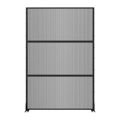 72" Black Geometric Steel Three Panel Outdoor Privacy Screen HomeRoots