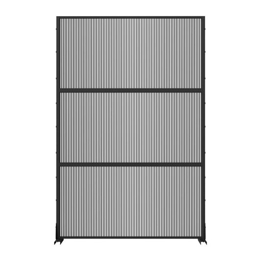 72" Black Geometric Steel Three Panel Outdoor Privacy Screen