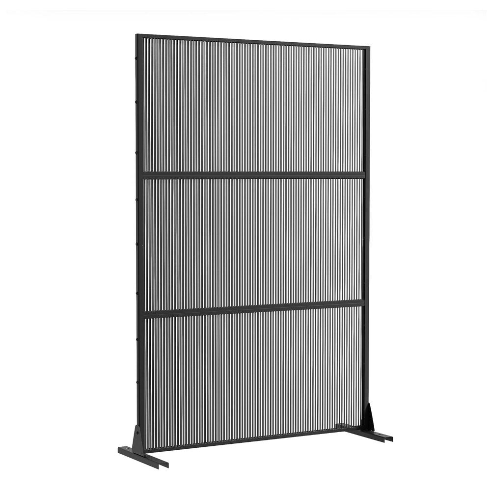72" Black Geometric Steel Three Panel Outdoor Privacy Screen — view 2