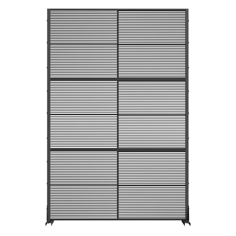 72" Black Geometric Steel Three Panel Outdoor Privacy Screen — view 3
