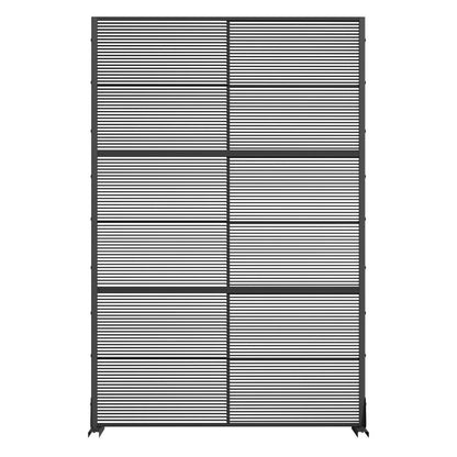 72" Black Geometric Steel Three Panel Outdoor Privacy Screen HomeRoots