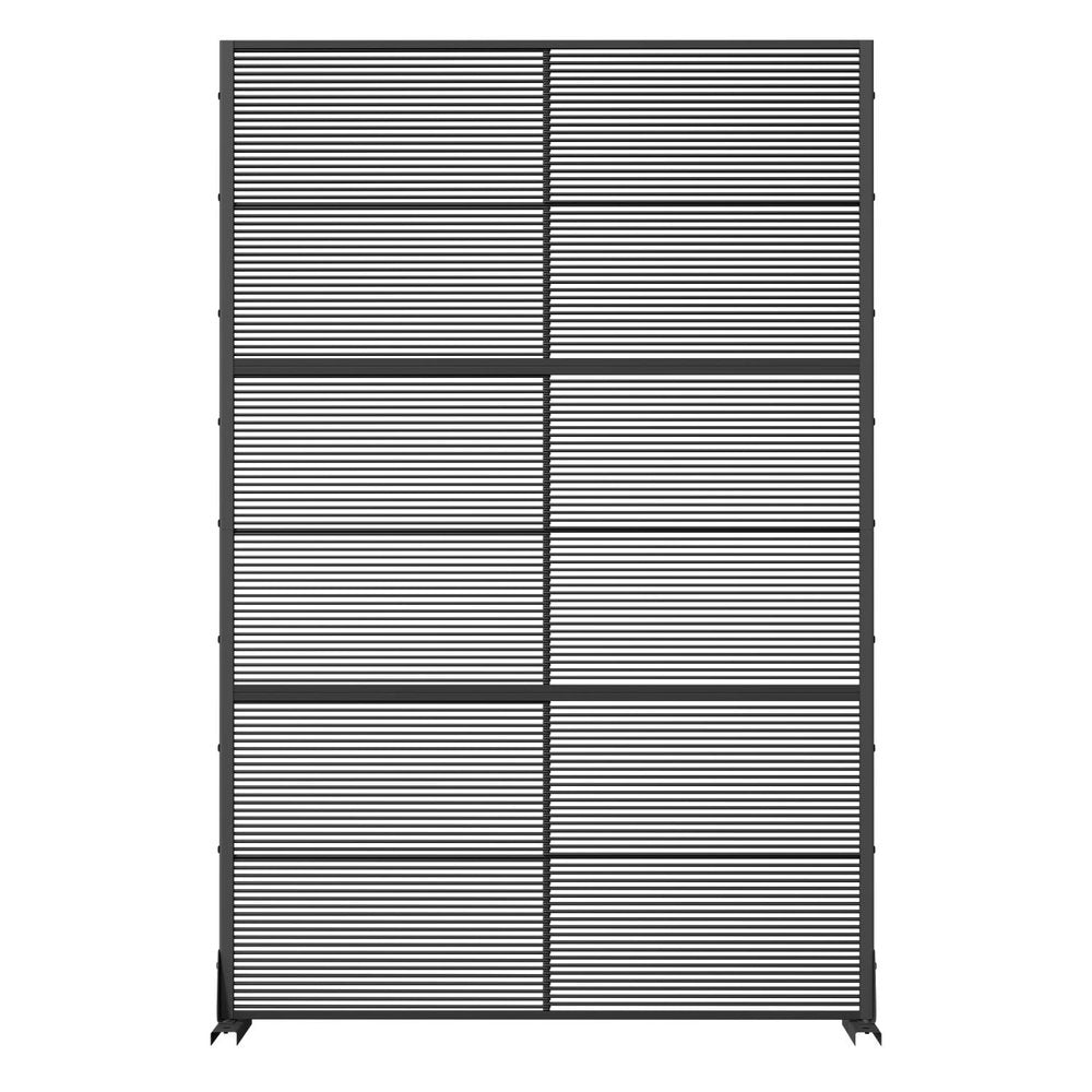 72" Black Geometric Steel Three Panel Outdoor Privacy Screen — view 1