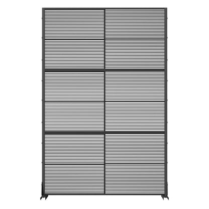 72" Black Geometric Steel Three Panel Outdoor Privacy Screen HomeRoots