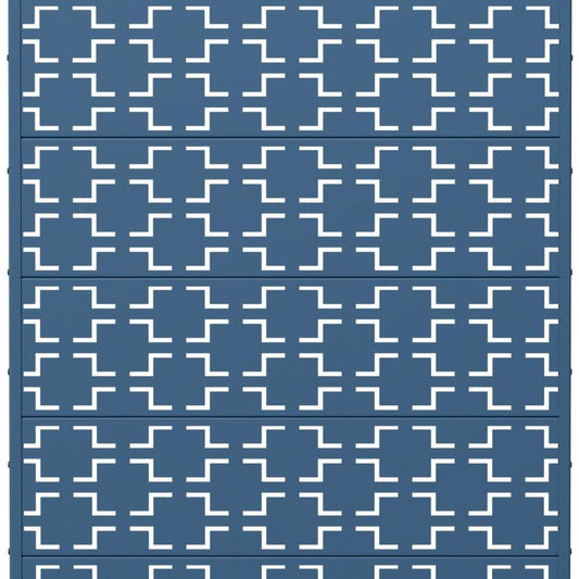 72" Blue Geometric Steel Six Panel Outdoor Privacy Screen