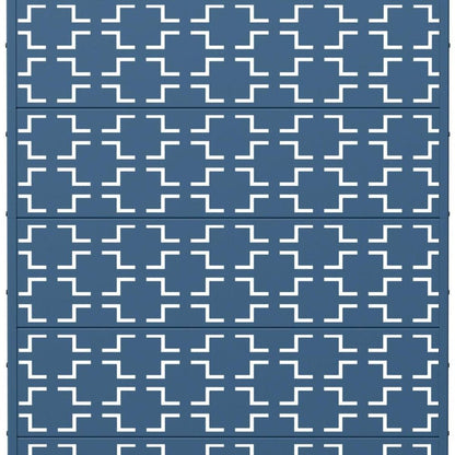 72" Blue Geometric Steel Six Panel Outdoor Privacy Screen