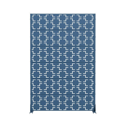 72" Blue Geometric Steel Six Panel Outdoor Privacy Screen HomeRoots