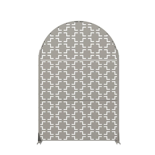 72" Gray Geometric Steel Three Panel Outdoor Privacy Screen