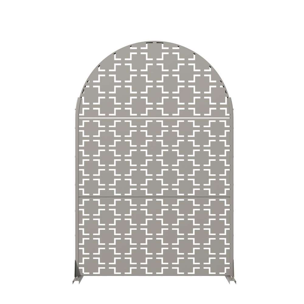 72" Gray Geometric Steel Three Panel Outdoor Privacy Screen HomeRoots