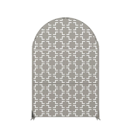 72" Gray Geometric Steel Three Panel Outdoor Privacy Screen HomeRoots
