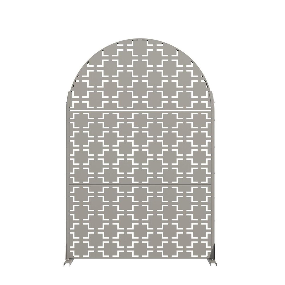 72" Gray Geometric Steel Three Panel Outdoor Privacy Screen HomeRoots