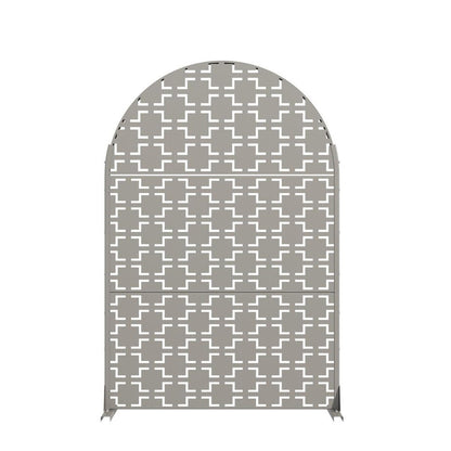 72" Gray Geometric Steel Three Panel Outdoor Privacy Screen HomeRoots