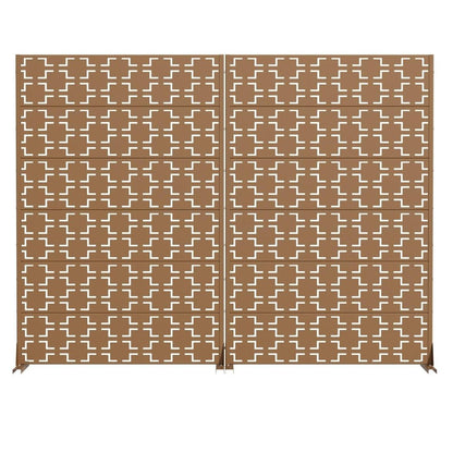 Set Of Two Brown Geometric Steel 12 Outdoor Privacy Screen HomeRoots