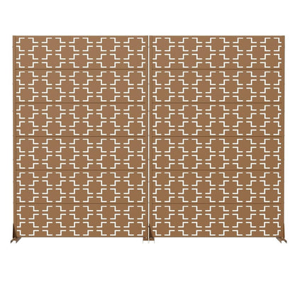 Set Of Two Brown Geometric Steel 12 Outdoor Privacy Screen HomeRoots