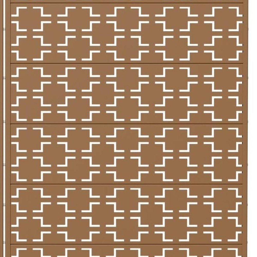 Set Of Two Brown Geometric Steel 12 Outdoor Privacy Screen — view 2