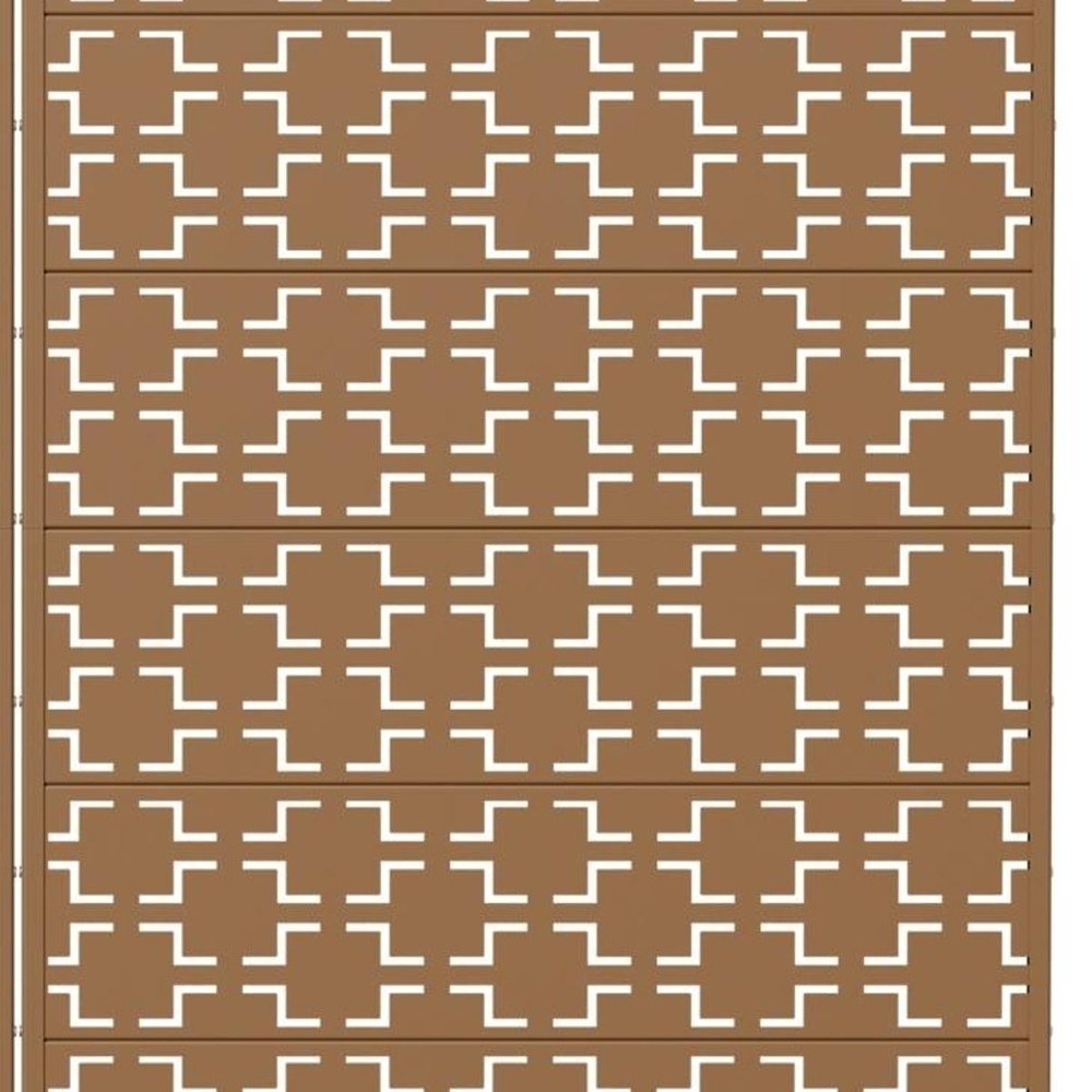 Set Of Two Brown Geometric Steel 12 Outdoor Privacy Screen — view 3
