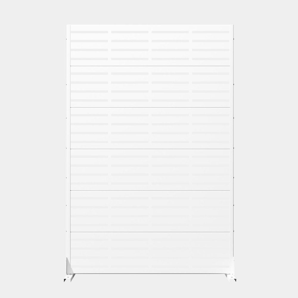 72" White Geometric Steel Six Panel Outdoor Privacy Screen — view 1