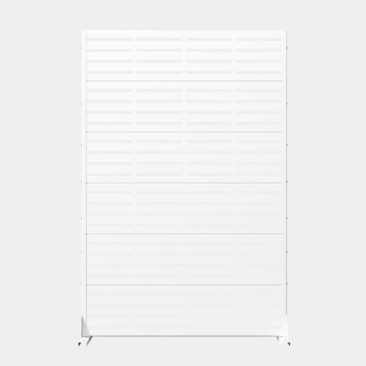 72" White Geometric Steel Six Panel Outdoor Privacy Screen