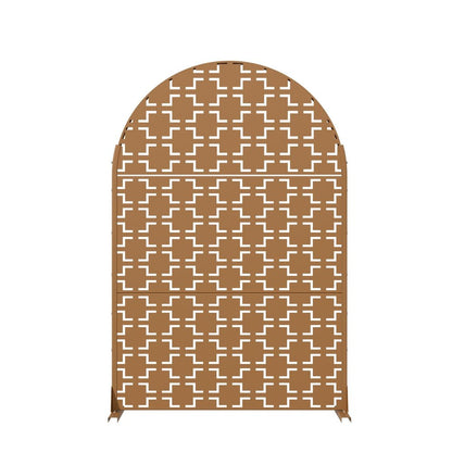 72" Brown Geometric Steel Three Panel Outdoor Privacy Screen HomeRoots