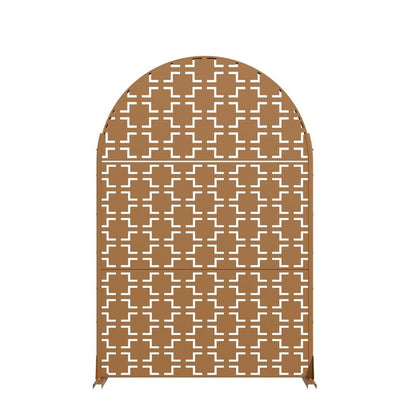 72" Brown Geometric Steel Three Panel Outdoor Privacy Screen HomeRoots