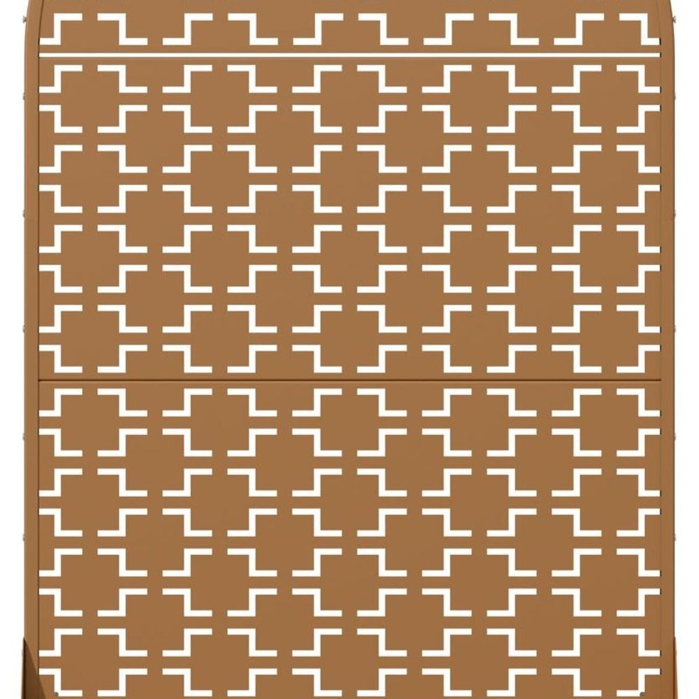 72" Brown Geometric Steel Three Panel Outdoor Privacy Screen — view 2