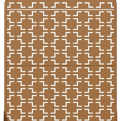 72" Brown Geometric Steel Three Panel Outdoor Privacy Screen HomeRoots