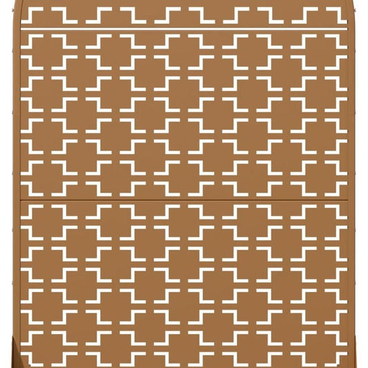 72" Brown Geometric Steel Three Panel Outdoor Privacy Screen