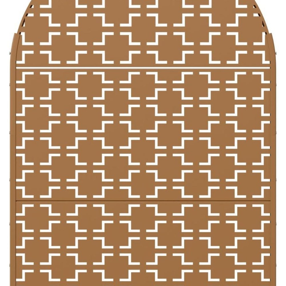 72" Brown Geometric Steel Three Panel Outdoor Privacy Screen — view 4