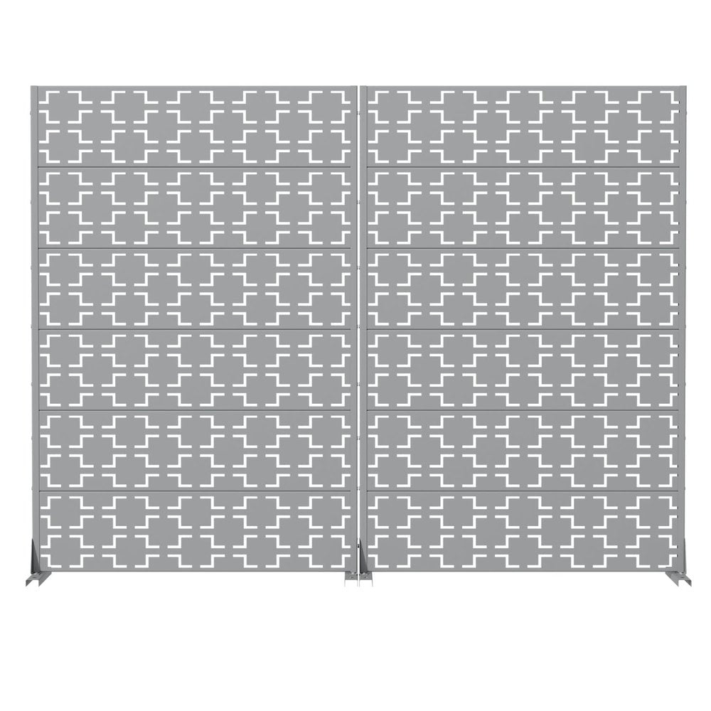 Set Of Two Gray Geometric Steel 12 Outdoor Privacy Screen HomeRoots