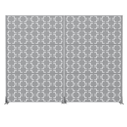 Set Of Two Gray Geometric Steel 12 Outdoor Privacy Screen HomeRoots