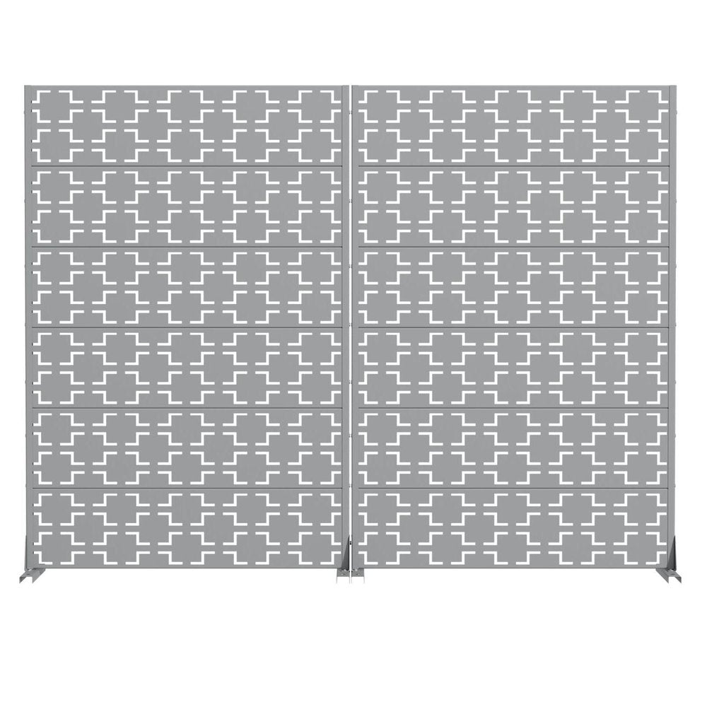 Set Of Two Gray Geometric Steel 12 Outdoor Privacy Screen HomeRoots