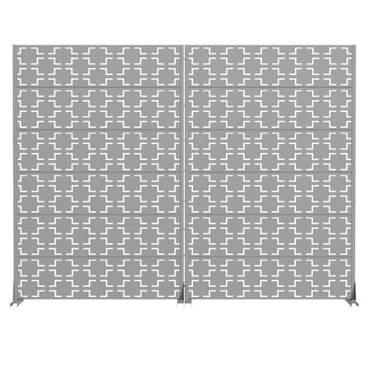 Set Of Two Gray Geometric Steel 12 Outdoor Privacy Screen HomeRoots