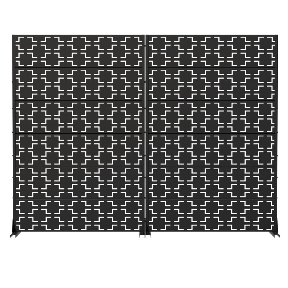 Set Of Two Black Geometric Steel 12 Outdoor Privacy Screen — view 1
