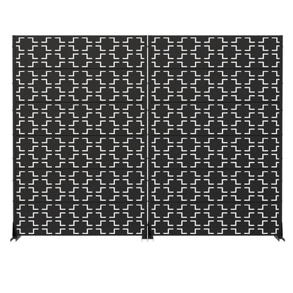 Set Of Two Black Geometric Steel 12 Outdoor Privacy Screen HomeRoots