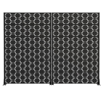 Set Of Two Black Geometric Steel 12 Outdoor Privacy Screen HomeRoots