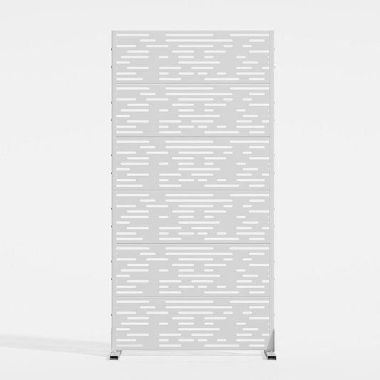 72" White Geometric Steel Six Panel Outdoor Privacy Screen