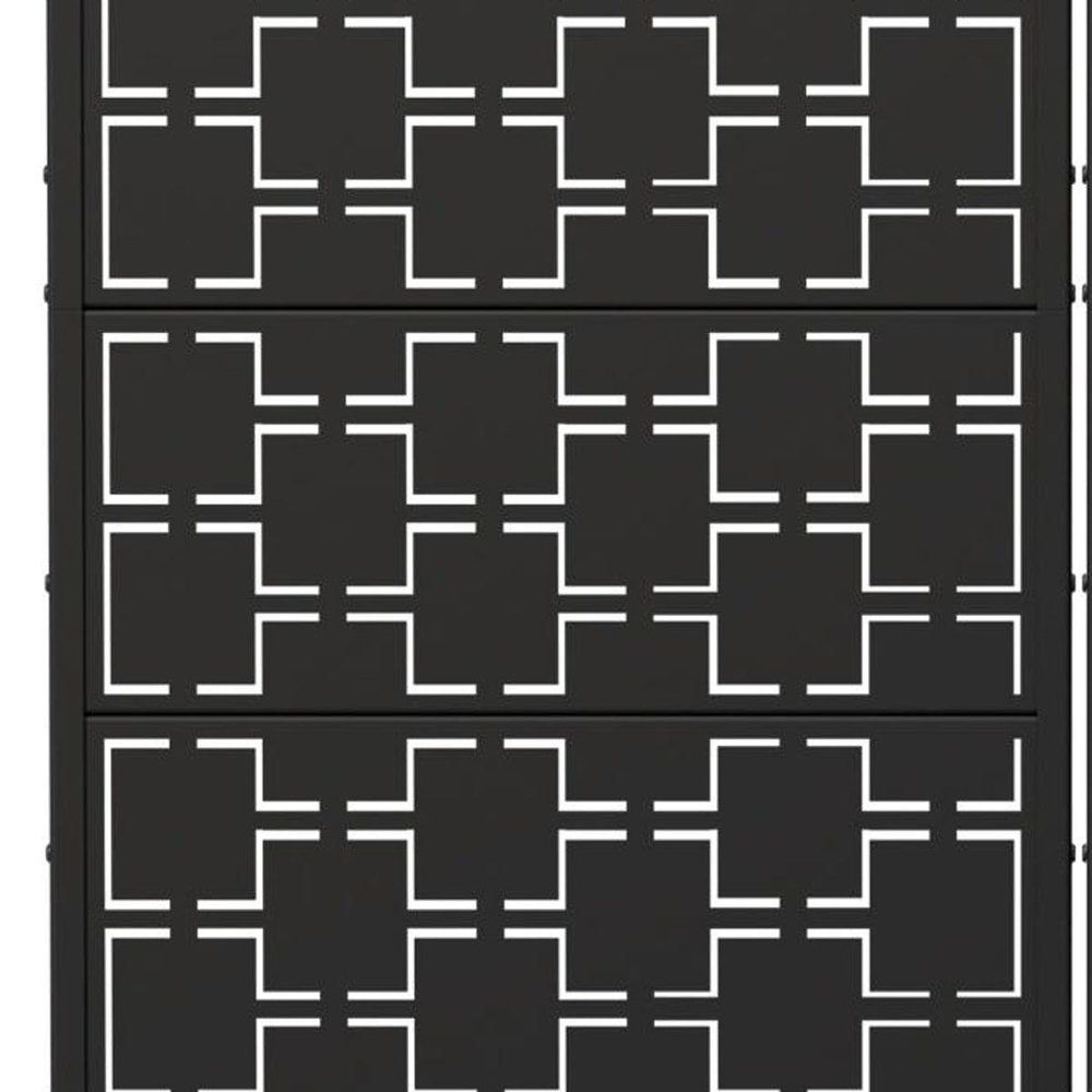 Set Of Two Black Geometric Steel Ten Panel Outdoor Privacy Screen HomeRoots