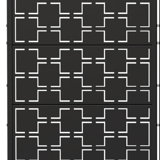 Set Of Two Black Geometric Steel Ten Panel Outdoor Privacy Screen