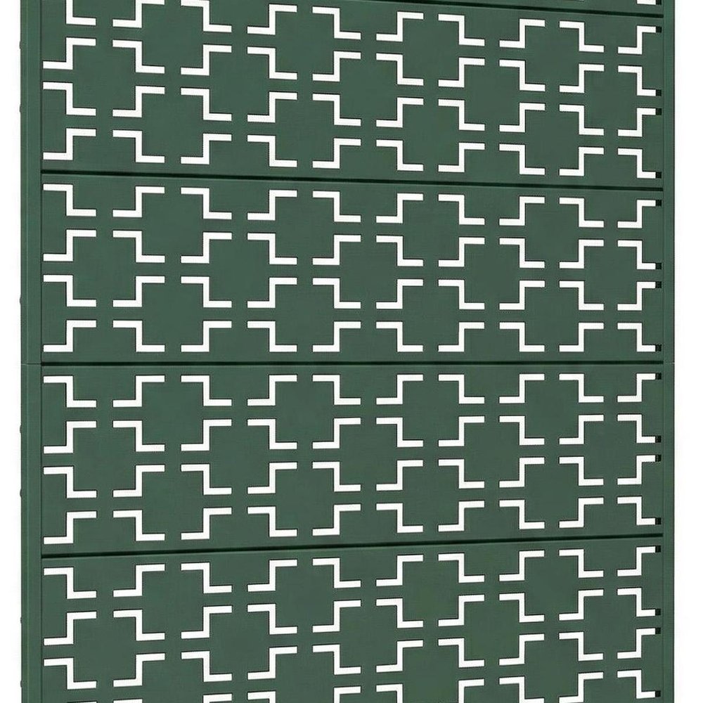 72" Green Geometric Steel Six Panel Outdoor Privacy Screen — view 4