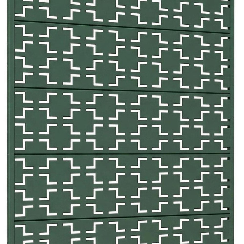 72" Green Geometric Steel Six Panel Outdoor Privacy Screen — view 3