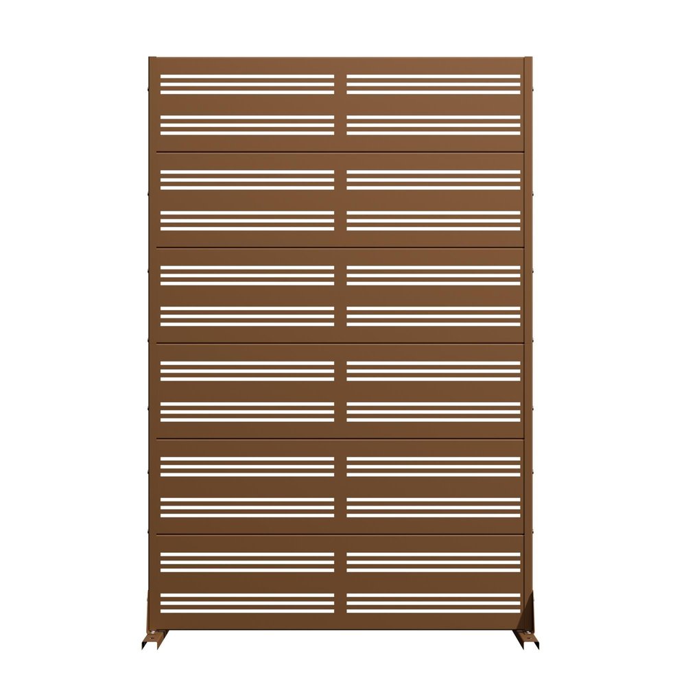 72" Brown Geometric Steel Six Panel Outdoor Privacy Screen HomeRoots