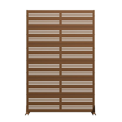 72" Brown Geometric Steel Six Panel Outdoor Privacy Screen HomeRoots