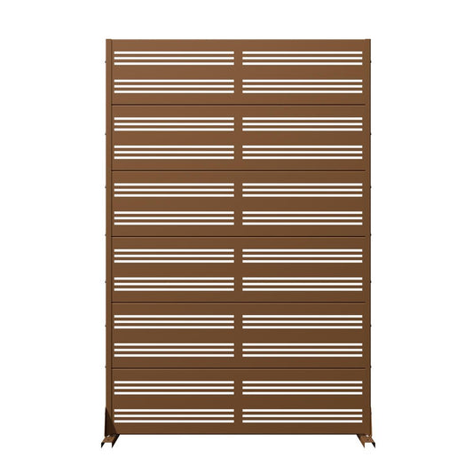 72" Brown Geometric Steel Six Panel Outdoor Privacy Screen