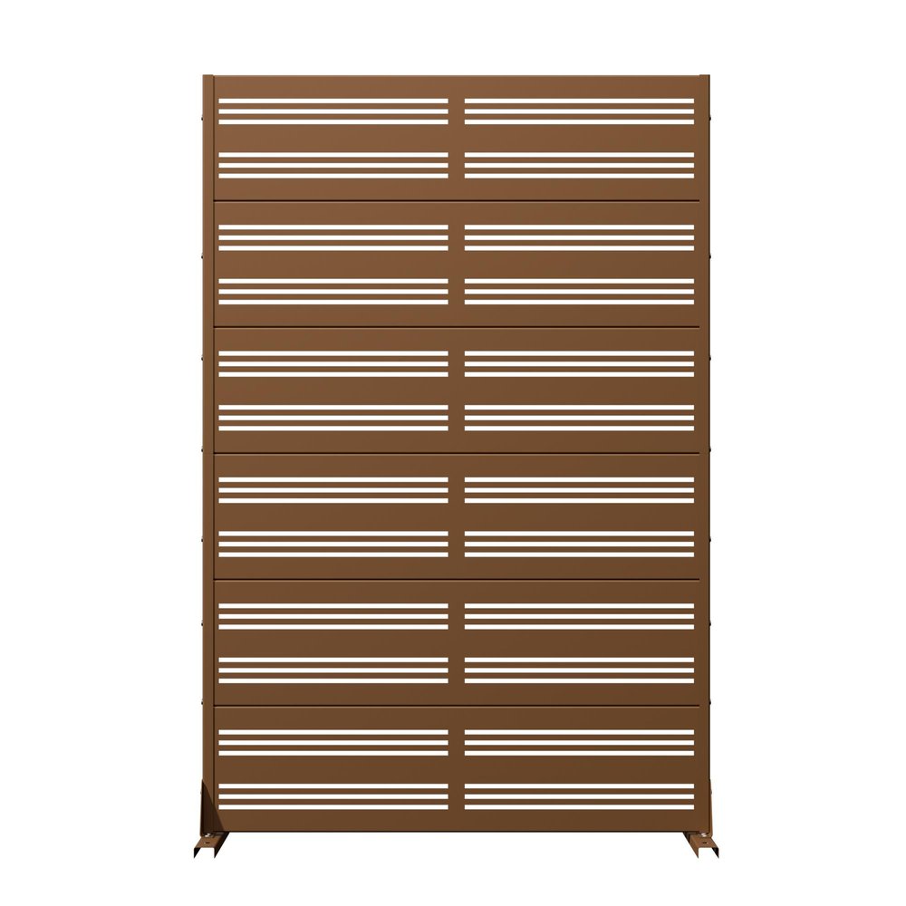 72" Brown Geometric Steel Six Panel Outdoor Privacy Screen HomeRoots