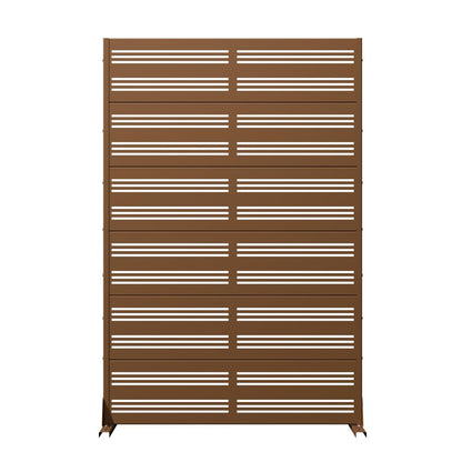 72" Brown Geometric Steel Six Panel Outdoor Privacy Screen HomeRoots