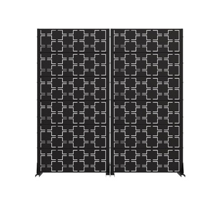 Set Of Two Black Geometric Steel 12 Outdoor Privacy Screen HomeRoots