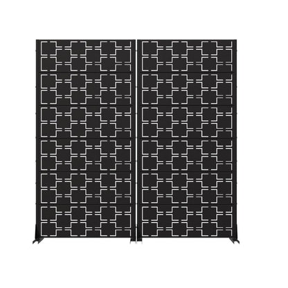 Set Of Two Black Geometric Steel 12 Outdoor Privacy Screen HomeRoots