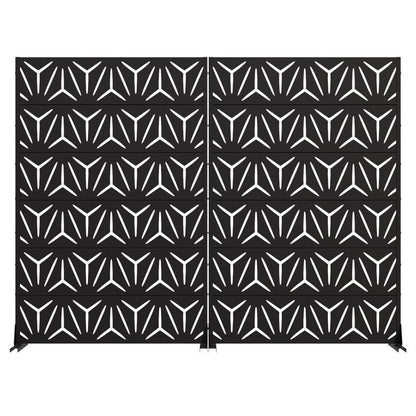 Set Of Two Black Geometric Steel 12 Outdoor Privacy Screen HomeRoots