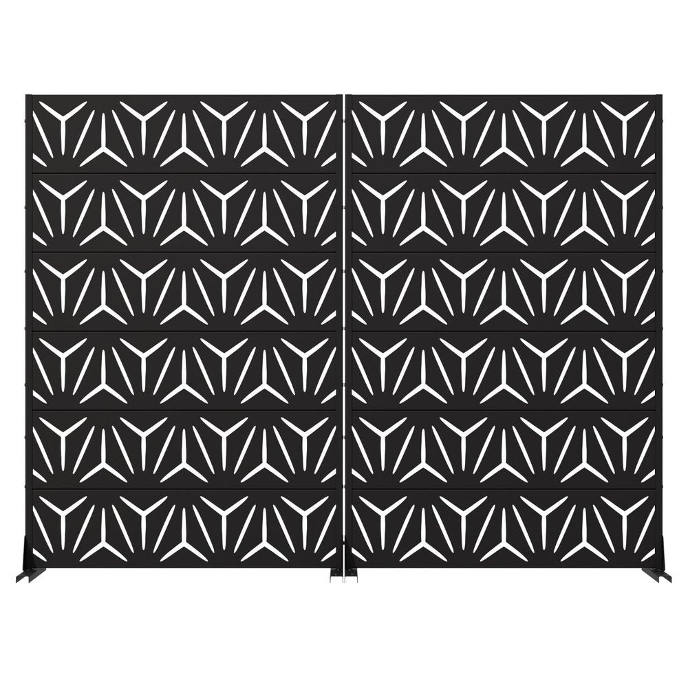 Set Of Two Black Geometric Steel 12 Outdoor Privacy Screen HomeRoots