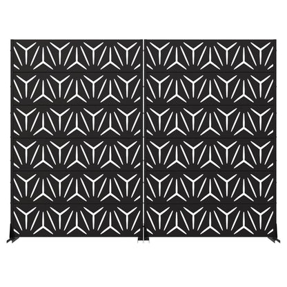 Set Of Two Black Geometric Steel 12 Outdoor Privacy Screen HomeRoots