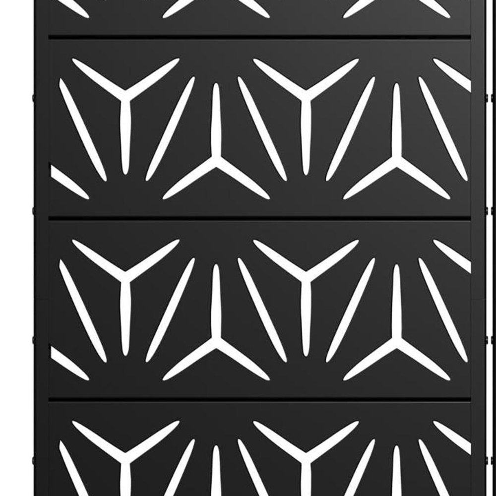 Set Of Two Black Geometric Steel Ten Panel Outdoor Privacy Screen HomeRoots